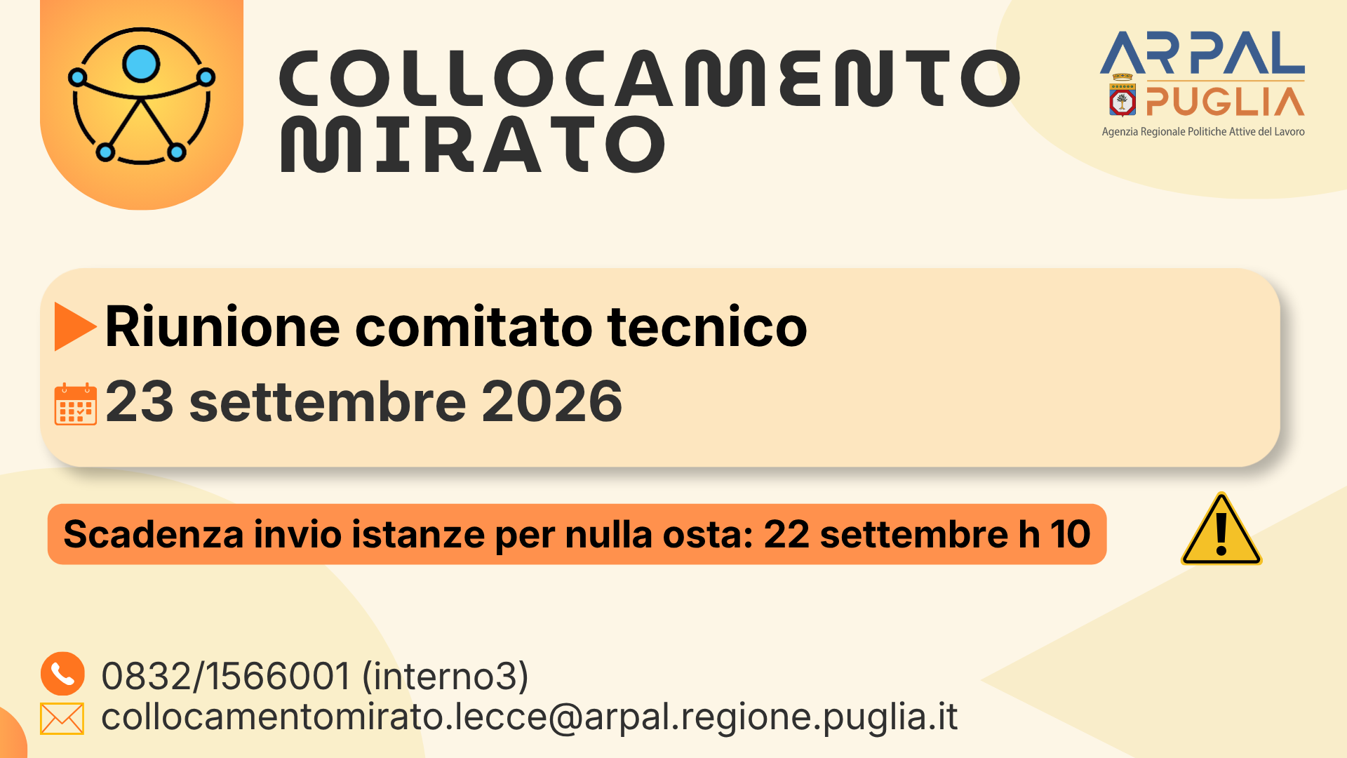 Collocamento mirato: il 23 settembre la prossima riunione del Comitato Tecnico